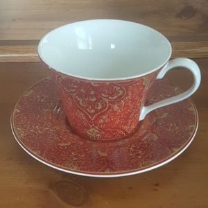 222 FIFTH CUP AND SAUCER EVA OPULENT RED PTS INTERNATIONAL